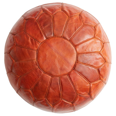 Deluxe Moroccan Leather Pouffe - Saffron